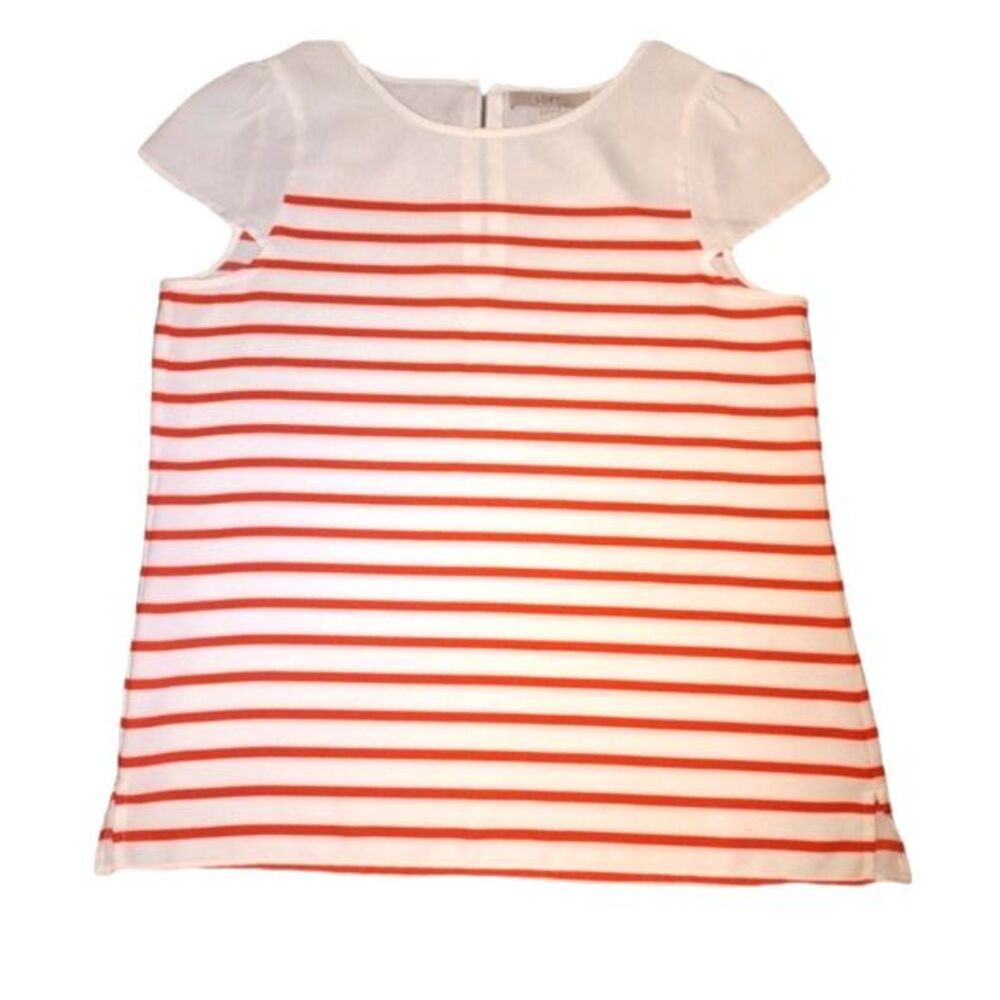 Loft Orange Striped Cap Sleeve Blouse‎ Size M.